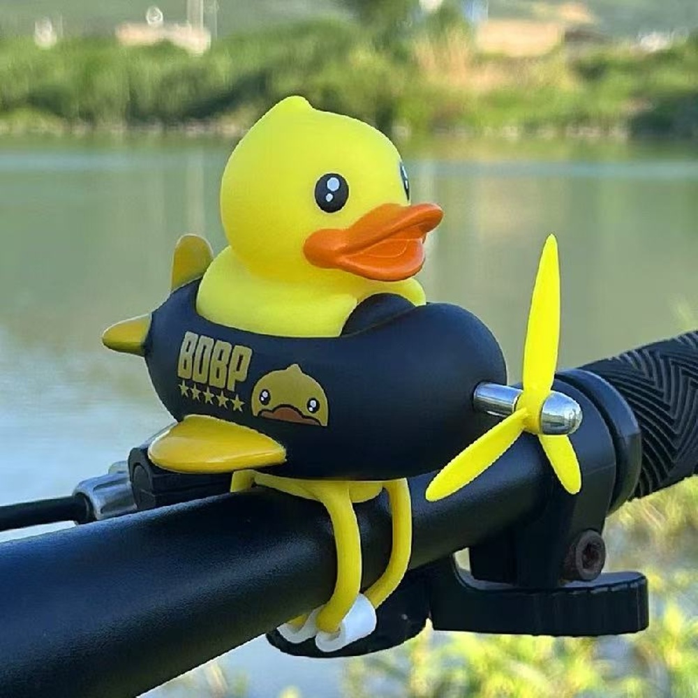 Cute yellow duck bike bell with propeller. Perfect for adding fun to your ride